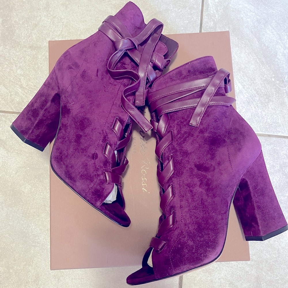 Gianvito Rossi Fraser Suede Lace up Ankle Boots/ Booties(7)